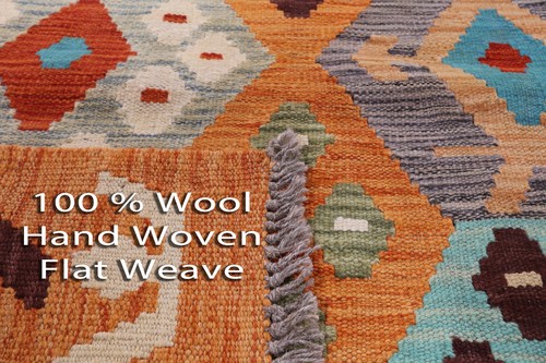 Wendbarer Kilim flacher gewebter Wollteppich 5' 9"" x 8' 1"" - Q17561 - Bild 7 von 8