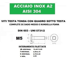 IHC Viti A Testa Tonda DIN 603, Con Attacco Quadrato, A Testa