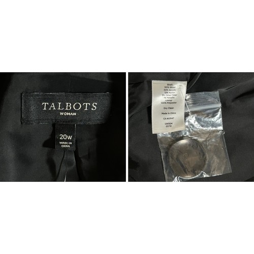 Talbots Jacket Women 20W Black White Plaid Wool Tweed Pockets Boho Preppy Coat - Picture 7 of 12
