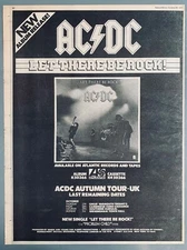 AC/DC vintage 1977 UK POSTER ADVERT LET THERE BE ROCK