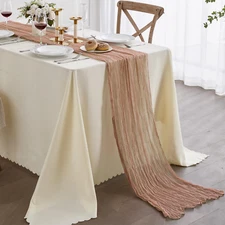 Rosybrown Farmhouse Table Runner,13Ft Gauze Table Runners for Living Room Bedroo