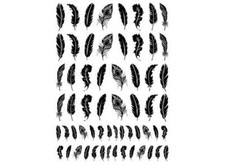 Feathers 60 pcs 0.5 to 0.85 Inch Black Fused Glass Decals