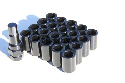 For Subaru Nissan Infiniti 12X1.25 Wheel Racing Hex Allen Black Lug Nut x20 Key