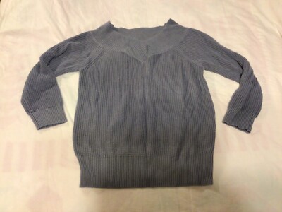 Soho Jeans New York & Company MED GRAY Knit 3/4 Sleeve Sweater acrylic pullover