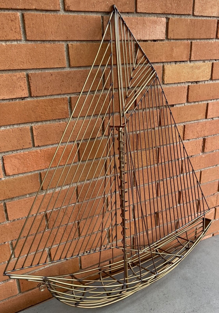 Vintage 1980s Curtis Jeré Brass Boat Sculpture Modern Art