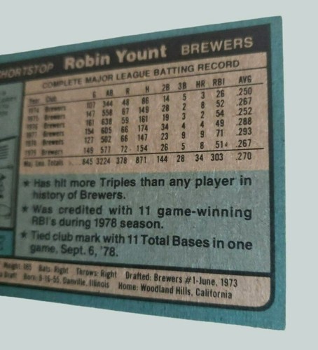 1980 Topps ROBIN YOUNT Milwaukee Brewers #265 HOF - Imagen 9 de 10