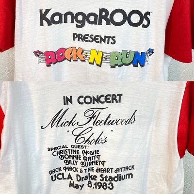 Vintage 1983 Rock N Roll Run Concert T-Shirt Mick Fleetwood Bonnie Raitt UCLA S