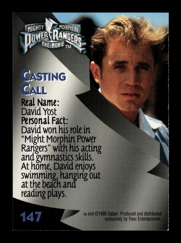 Fleer Mighty Morphin Power Rangers 1995: La película - #147 Casting Call - Imagen 2 de 2
