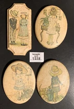 4 Ceramic Decoupage Vintage Girl Wall Plaques