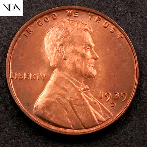 1939-D Lincoln Wheat Penny Cent - Gem BU (red) - Better Date! #W481