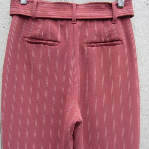 Aritzia Wilfred Tie-Front Striped High-Rise Crop Pants Womens 4 Dusty Red Casua - Picture 4 of 23