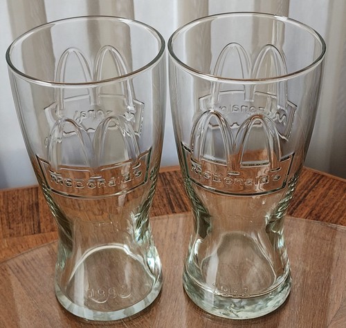 2 ARCHI Vintage 1992 Trasparenti 6,5" MCDONALDS Goffratura Coca-Cola Pepsi Vetro - Foto 4 di 6