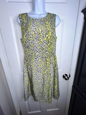 NWT Gap Women’s 6 Tall Pamela Gray Yellow Animal Print Sheath Dress 6T Classic S