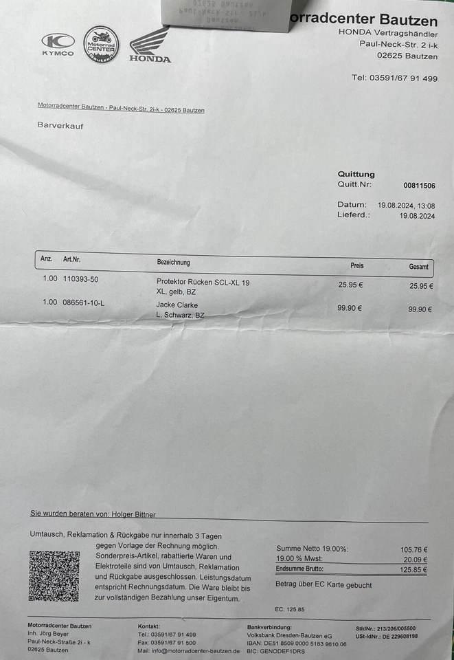 Motorradjacke mit Protektoren - Herren - Modeka - vor einem Monat gekauft - Bild 3 von 3