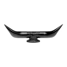 13" Black Bull Horn Hood Ornament Flat Base For Peterbilt Kenworth Freightliner