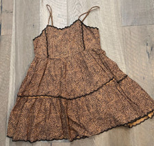 URBAN OUTFITTERS WOMENS BABYDOLL MINI DRESS SMALL BROWN BOHO HIPPIE COWGIRL