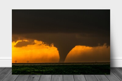 Tornado Metal Print: Kansas Storm Silhouette Sunset Weather Sky Plains Wall Art