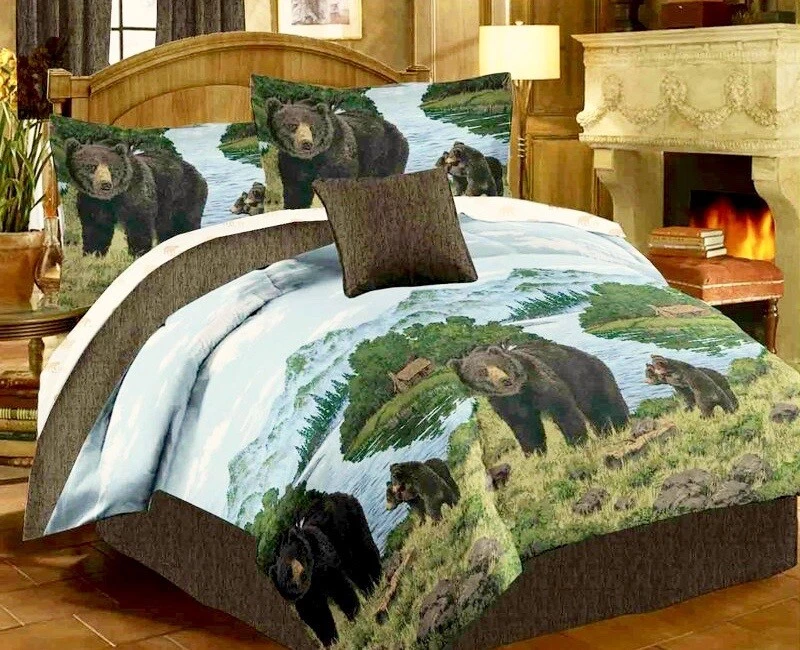 BLACK BEAR CUBS Comforter Set Sheet Set Rustic Cabin Lodge PILLOW NOT INCLUDED - Image 2 of 4