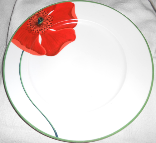 Tognana Italy Red Poppy White Porcelain 27cm 10.75" Dinner Plate - Picture 4 of 9