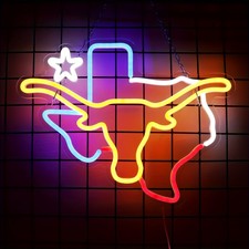 Texas Longhorn Neon Sign For Wall Decor Led Bull Neon Light Bar Sign - Dimmable Texas Longhorn Neon Sign For Wall Decor Led Bull Neon Light Bar Sign - Dimmable
