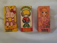 Vintage My Melody Tombow Box Erasers Mono Ivy Sanrio Set 3 Novelty 70s 80s Japan