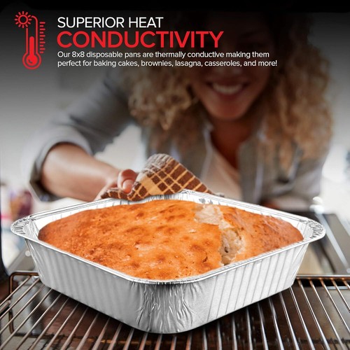 8x8 Disposable Aluminum Foil Pans (20 Pack) - Cooking, Heating, Storing - Picture 4 of 7