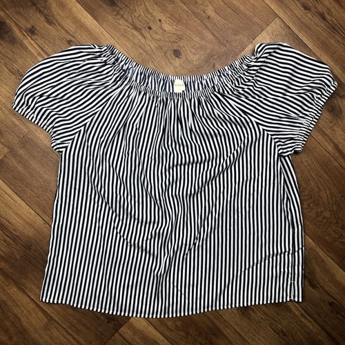 Chicos Women Sz 3 (XL) Black White Striped Blouse - 第 1/6 張圖片