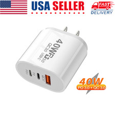 Dual PD 40W Fast Wall Charger Power Adapter iPhone 16 15 Pro Max 14 13 12 Plus