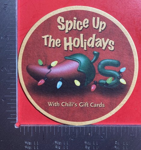Chili's CHILIS 4. ZOLL RUNDER BIERUNTERSETZER SELTEN VINTAGE GEWÜRZ FEIERTAGE WEIHNACHTEN - Bild 1 von 2