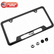 VW R-Line Black Stainless Steel Front or Rear Emblem License Plate Frame Cover