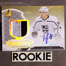 CARL GRUNDSTROM 2019/20 Upper Deck Ultimate GOLD Patch AUTO ROOKIE /99 #145 L.A.