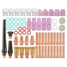 71Pcs Tig Torch Kit Welding Accessories Nozzle Collets Stubby Gas Lens #12 Glass