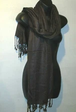 Scarf Shawl Wrap Pashmina Solid Brown Soft Long Wide Fringe Sarong NEW FUL-459
