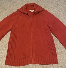 Eddie Bauer Women s Chunky Zip Front Cardigan Rust Size Medium