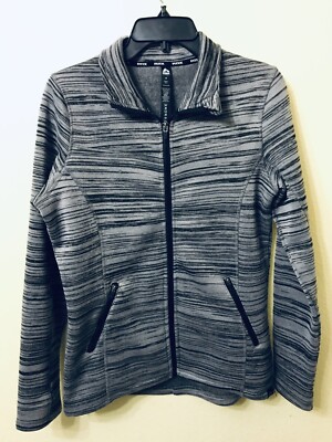 RBX Womens Polyester Gray Tiger Striped MEDIUM Light Cozy Jacket ~ Nice!