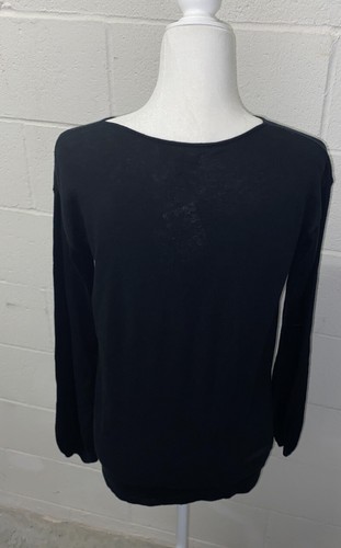 Suéter Cápsula 121 XS S Pullover Negro Ojo de Cerradura Frontal Algodón Cachemira Nuevo - Imagen 10 de 10