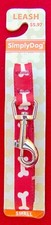 SIMPLY DOG BRAND  5' LEASH  WHITE BONES /RED NYLON  SMALL  BRAND NEW
