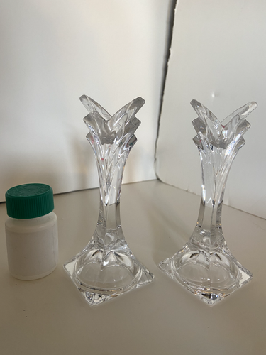 MIKASA GLASS candlestick holders in box never used - Picture 2 of 9