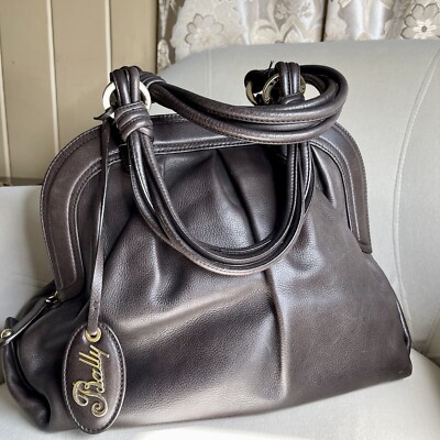 BALLY Purse Brown LEATHER Shoulder Bag Double Strap Handbag BALLY Purse Brown LEATHER Shoulder Bag Double Strap Handbag
