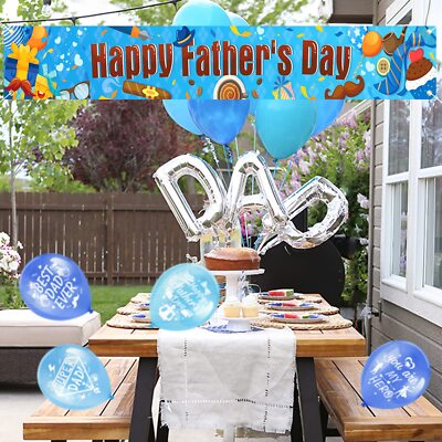 Happy Father's Day Deko-Set - Banner & 9 Deckenwirbel Für Vatertags-Party