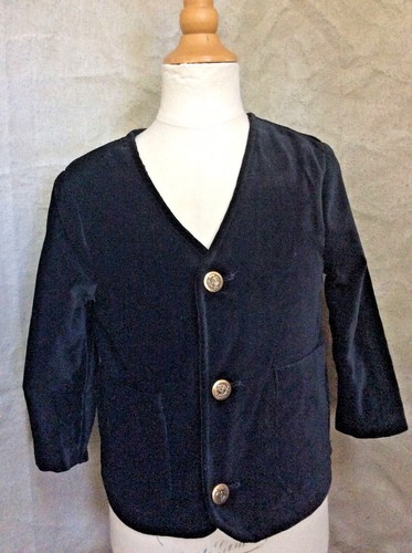 BOYS 4 Black Velvet Shortalls JACKET 2pc SET Blazer Suit USA STORYBOOK HEIRLOOMS - Picture 3 of 4
