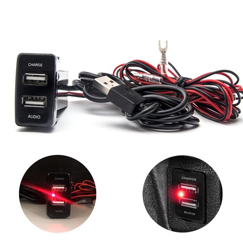 Car Dual USB Charger Socket Audio Port For Toyota 4Runner Highlander FJ Cruiser - Picture 9 of 12