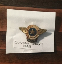 Curtiss Wright 100% - Wings Lapel Pin