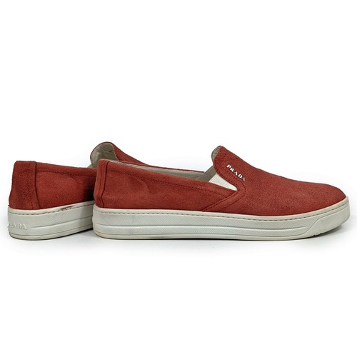 PRADA women's red suede slip on shoes | Size EUR 37.5/US 7 (24.5 cm/9.6 in) - Bild 5 von 12