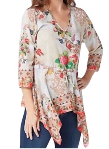 Tolani Collection Womens Vittoria Blouse Top Size XL MODAL Floral tunic