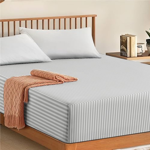 Egyptian Stripe Fitted Sheet 30 Cm Deep Bed Sheets Single Double King Super King - Picture 77 of 125