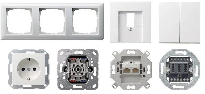 Gira Schalter Einsätze Steckdosen System 55 reinweiß glänzend / frei wählbar