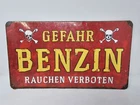 Vintage German Enamel Sign Gefahr Benzin Rauchen Verboten Danger Gasoline No
