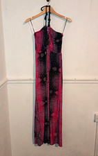 Club L Womens Dress Pink Size L XL UK 6 8 Black Maxi Halterneck Paisley Boho