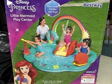 Disney Princess Ariel Little Mermaid Pool Water Play Center With Slide Sprayer